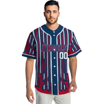 customized los angeles angels blazing stripes blue jersey fashion forward