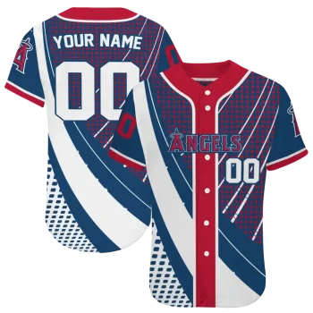 customized los angeles angels curved stripes blue white jersey best selling