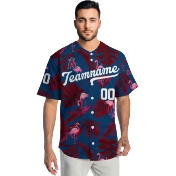 customized los angeles angels tropical flamingo blue jersey fashion forward