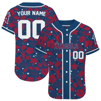 customized los angeles angels tropical hibiscus seashells blue jersey best selling