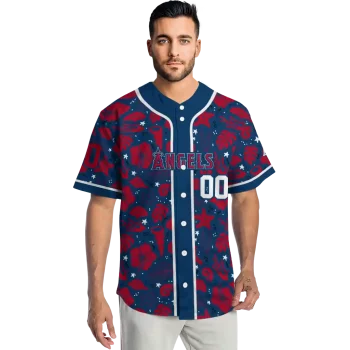 customized los angeles angels tropical hibiscus seashells blue jersey fashion forward