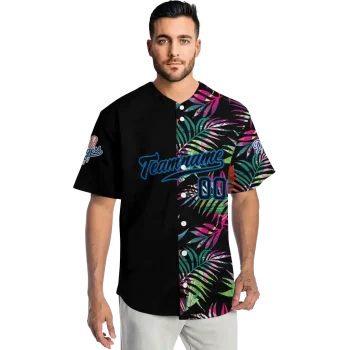 customized los angeles dodgers palm leaf black jersey fashion forward