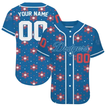 customized los angeles dodgers snowflake festive blue jersey best selling