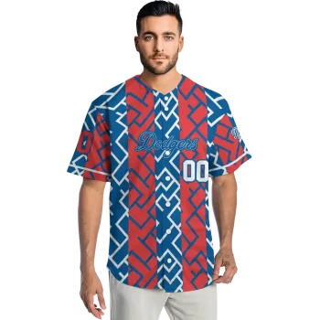 customized los angeles dodgers squares grid blue jersey fashion forward