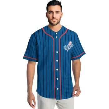 customized los angeles dodgers stripe pattern blue jersey fashion forward