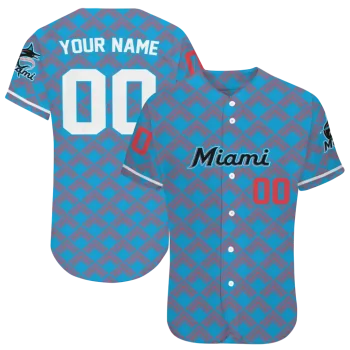 customized miami marlins chevron interlock blue jersey best selling