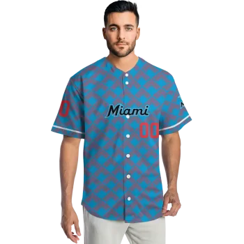 customized miami marlins chevron interlock blue jersey fashion forward