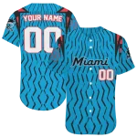 customized miami marlins chevron rhythm blue jersey best selling