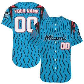customized miami marlins chevron rhythm blue jersey best selling