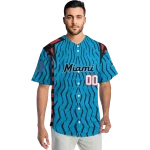customized miami marlins chevron rhythm blue jersey best selling