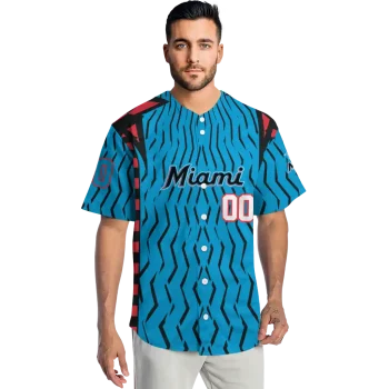 customized miami marlins chevron rhythm blue jersey fashion forward