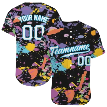 customized miami marlins paint splatter black jersey best selling