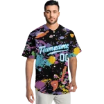 customized miami marlins paint splatter black jersey best selling