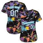 customized miami marlins paint splatter black jersey best selling