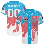 customized miami marlins pattern drip blue white jersey best selling