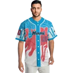 customized miami marlins pattern drip blue white jersey best selling