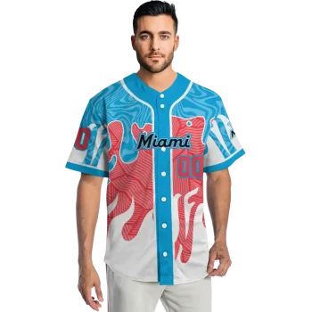 customized miami marlins pattern drip blue white jersey fashion forward
