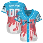 customized miami marlins pattern drip blue white jersey best selling
