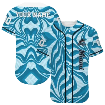 customized miami marlins psychedelic curves blue jersey best selling