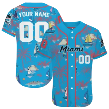 customized miami marlins sailboat island blue jersey best selling