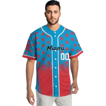 customized miami marlins star burst red jersey fashion forward