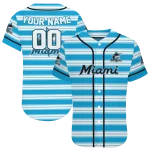 customized miami marlins stripe layers blue white jersey best selling
