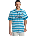 customized miami marlins stripe layers blue white jersey best selling