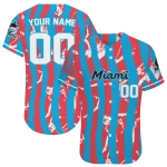 customized miami marlins stripe paint blue jersey best selling