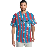 customized miami marlins stripe paint blue jersey best selling