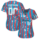 customized miami marlins stripe paint blue jersey best selling
