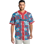 customized miami marlins tropical hibiscus red jersey best selling