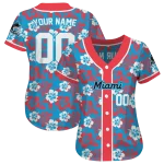 customized miami marlins tropical hibiscus red jersey best selling