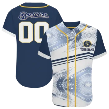 customized milwaukee brewers arrow fade navy blue white jersey best selling
