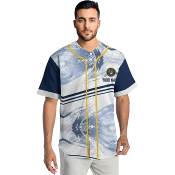 customized milwaukee brewers arrow fade navy blue white jersey fashion forward