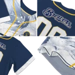 customized milwaukee brewers arrow fade navy blue white jersey best selling