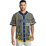 customized milwaukee brewers blazing stripes navy blue jersey best selling