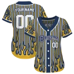 customized milwaukee brewers blazing stripes navy blue jersey best selling