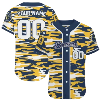customized milwaukee brewers camo splash navy blue jersey best selling