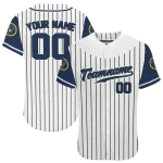 customized milwaukee brewers pinstripe navy blue white jersey best selling