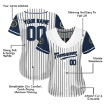 customized milwaukee brewers pinstripe navy blue white jersey best selling