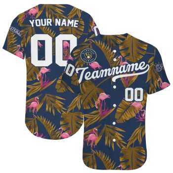 customized milwaukee brewers tropical flamingo navy blue jersey best selling