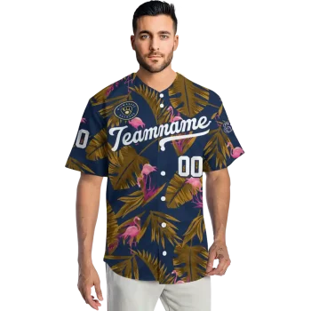 customized milwaukee brewers tropical flamingo navy blue jersey fashion forward