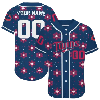 customized minnesota twins snowflake festive navy jersey best selling