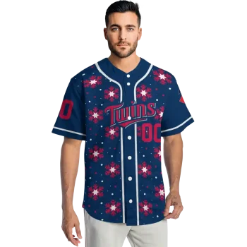 customized minnesota twins snowflake festive navy jersey fashion forward
