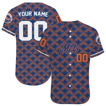 customized new york mets chevron interlock blue jersey best selling