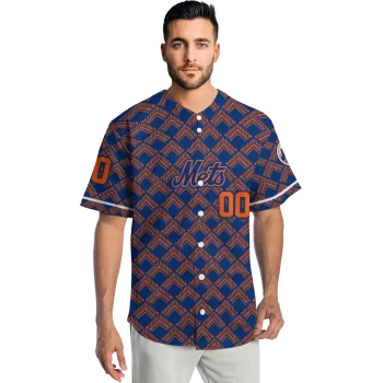 customized new york mets chevron interlock blue jersey fashion forward