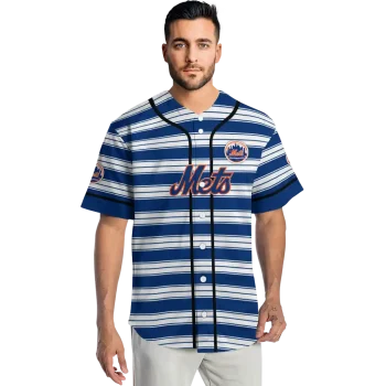 customized new york mets stripe layers blue white jersey fashion forward