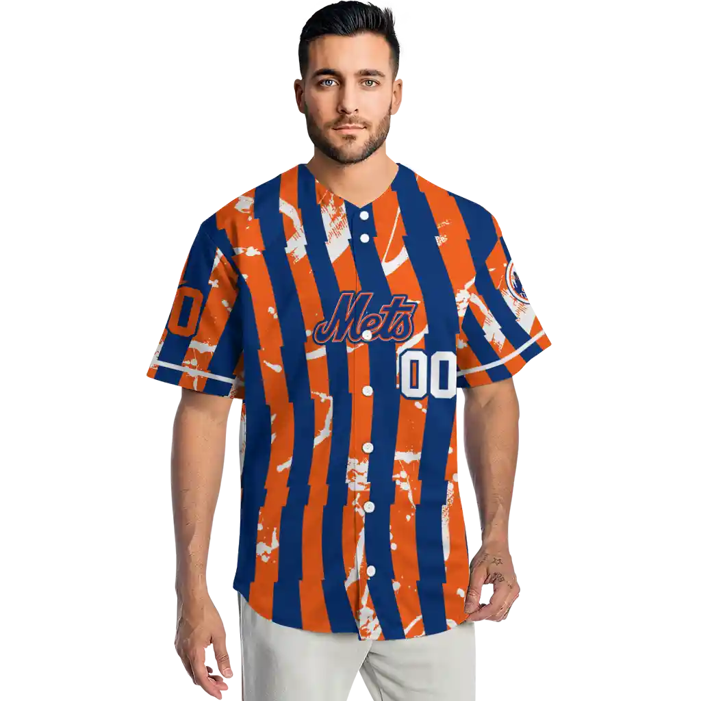 customized new york mets stripe paint blue jersey fashion forward customized new york mets stripe paint blue jersey fashion forward