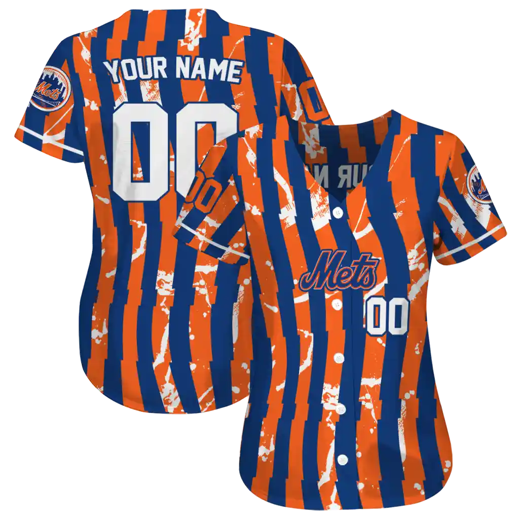 customized new york mets stripe paint blue jersey high quality customized new york mets stripe paint blue jersey high quality