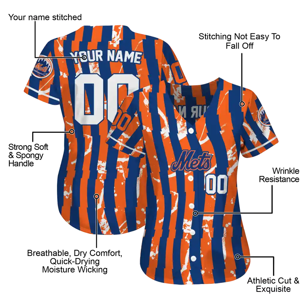 customized new york mets stripe paint blue jersey latest model customized new york mets stripe paint blue jersey latest model